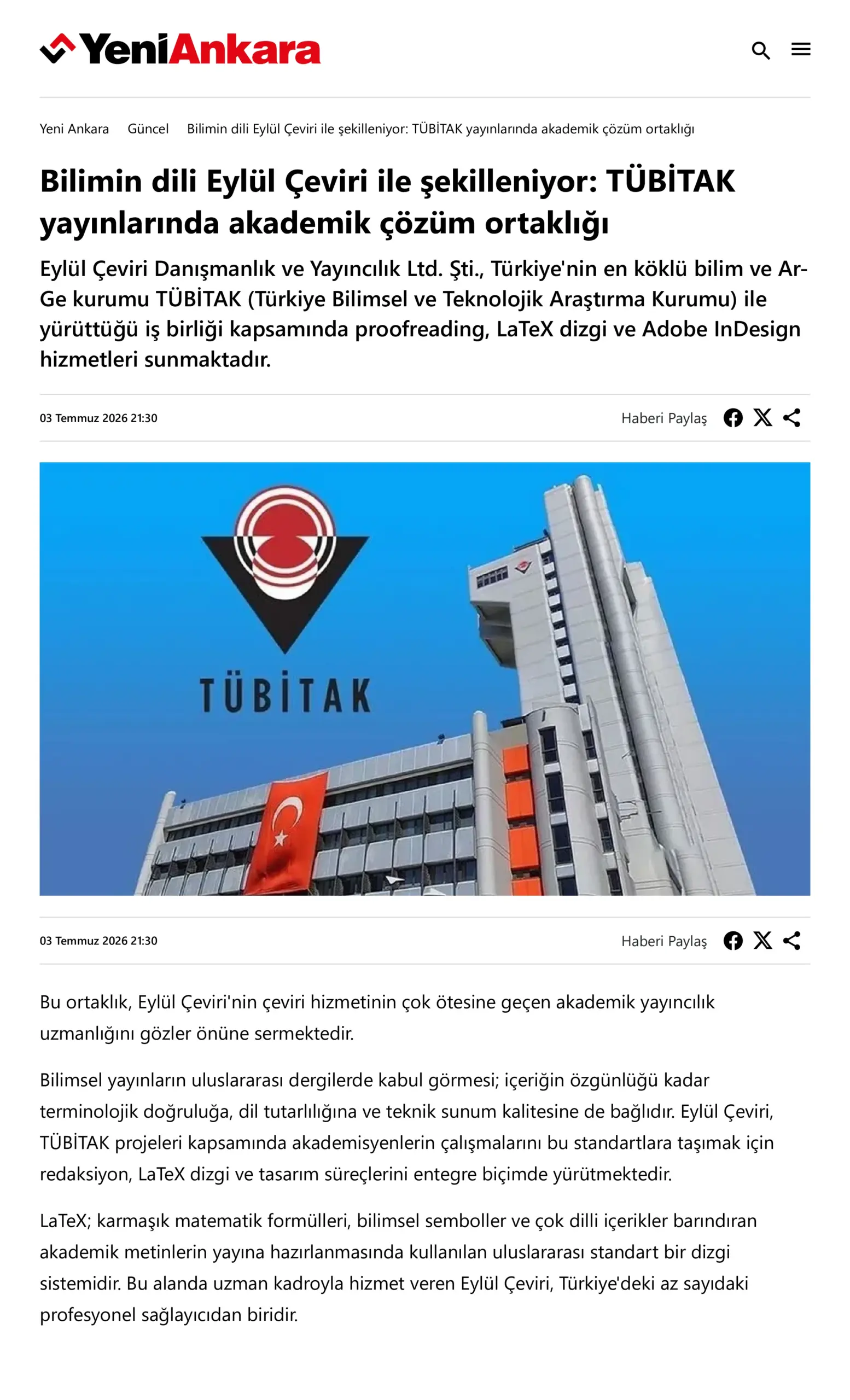 The Language of Science Takes Shape with Translation All World: Academic Translation Partnership for TÜBİTAK Publications